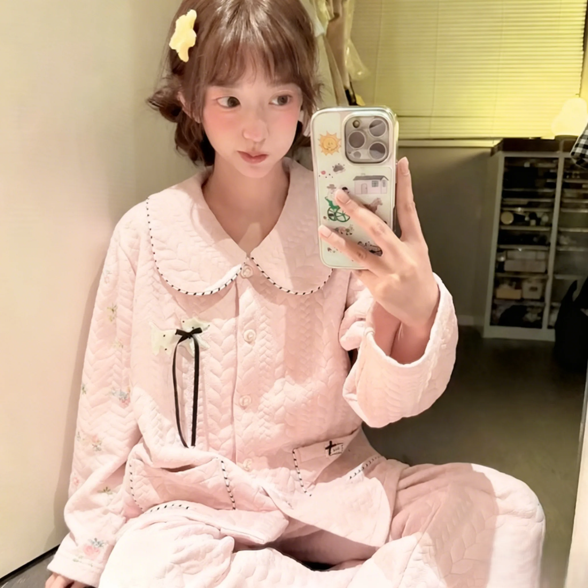 

Женские пижамные комплекты из хлопка и бамбука, ультратонкие, дышащие, с геометрическим принтом, в современном стиле, для подростков, на Хэллоуин, длиной до щиколотки, очаровательные, для офиса (OL)