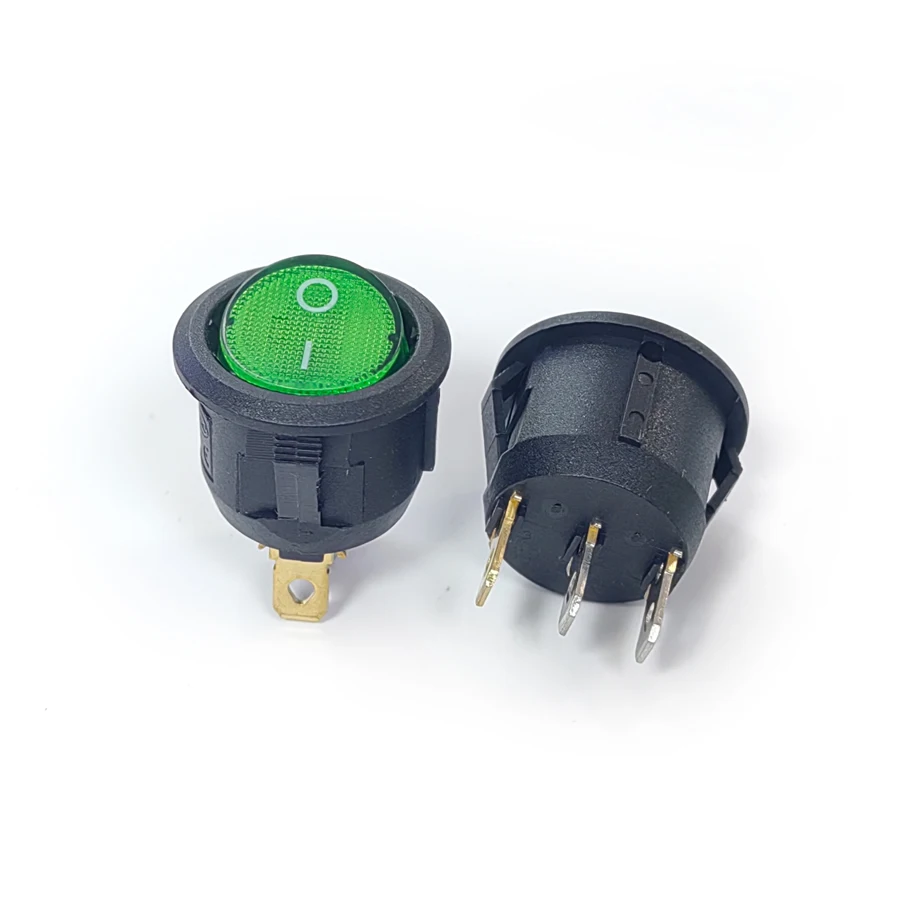 20PCS/Lot KCD1 Round Rocker Switch 3Pin 3P 2-Positon 6A/250V 20mm Red/Green
