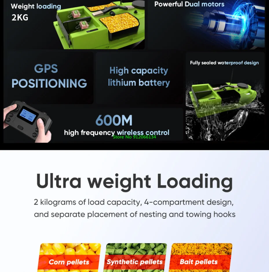 99GPS Point Return Fixed Speed Cruise Remote Control Bait Boat 600M 2KG Whole Ship Shine Trawl Sending Hook RC Fishing Bait Boat