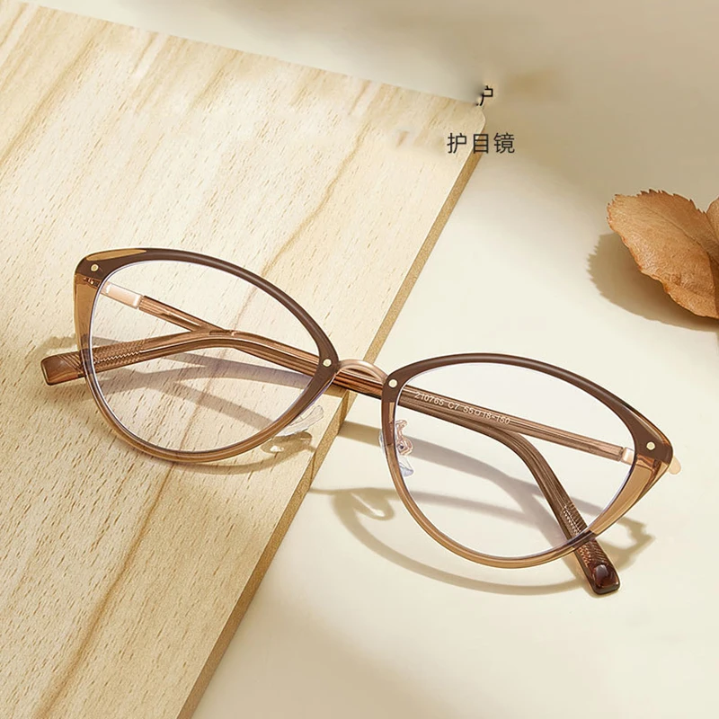 Temperament Micro Cat Eye Glasses Prescription Lenses Anti Blue Light Myopia Hyperopia UV400 Progressive Women Optical Eyewear