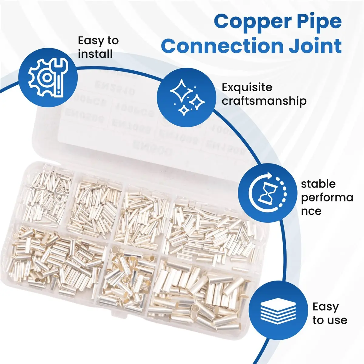 SHGO 600Pcs 0.5mm2-6mm2 22-10 AWG Non-Insulated Wire Connector Ferrules Electrical Cable Terminal Copper Bare Tinned