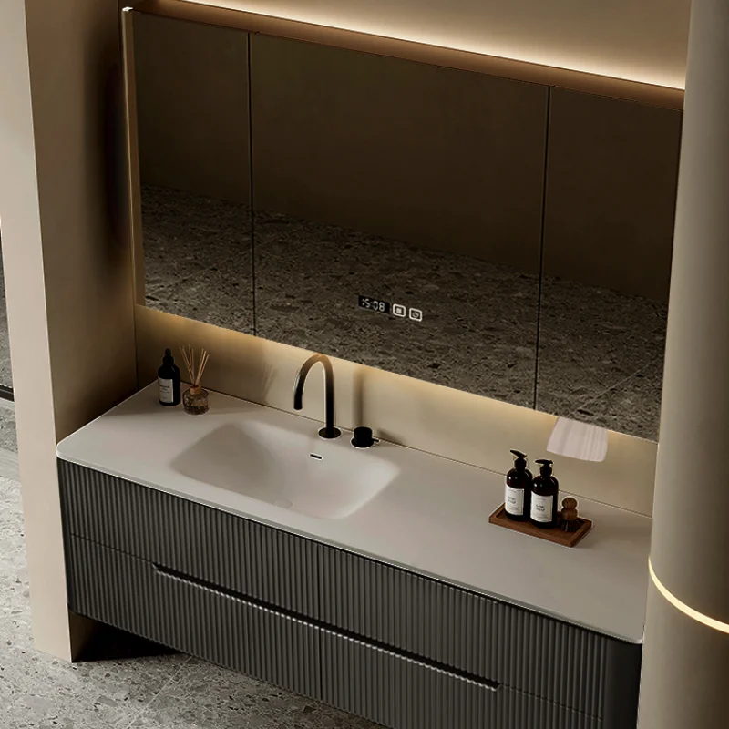 Bathroom Cabinet Corian Integrated Basin Slate Hot Bending Wash Table White Hand Washbasin Combination Oak