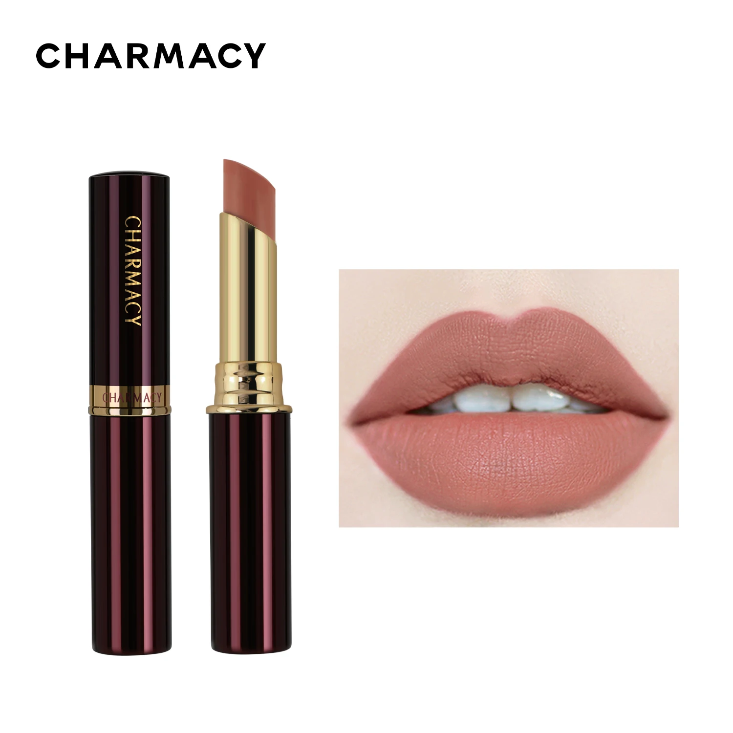 CHARMACY Nude Waterproof Lipstick Long Lasting Longstay Matte Velvet Korean Lip Stick Luxury Makeup for Women Cosmetic