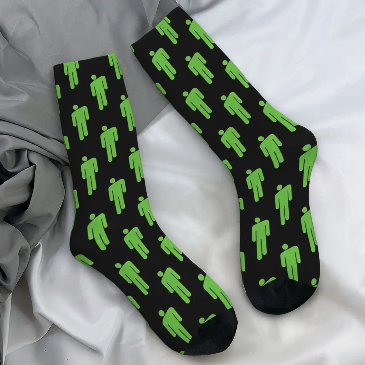 Green Billied Eilishing Logo Socks American Singer Funny Stockings Winter Anti Slip Men\'s Socks Quality Outdoor Sports Socks