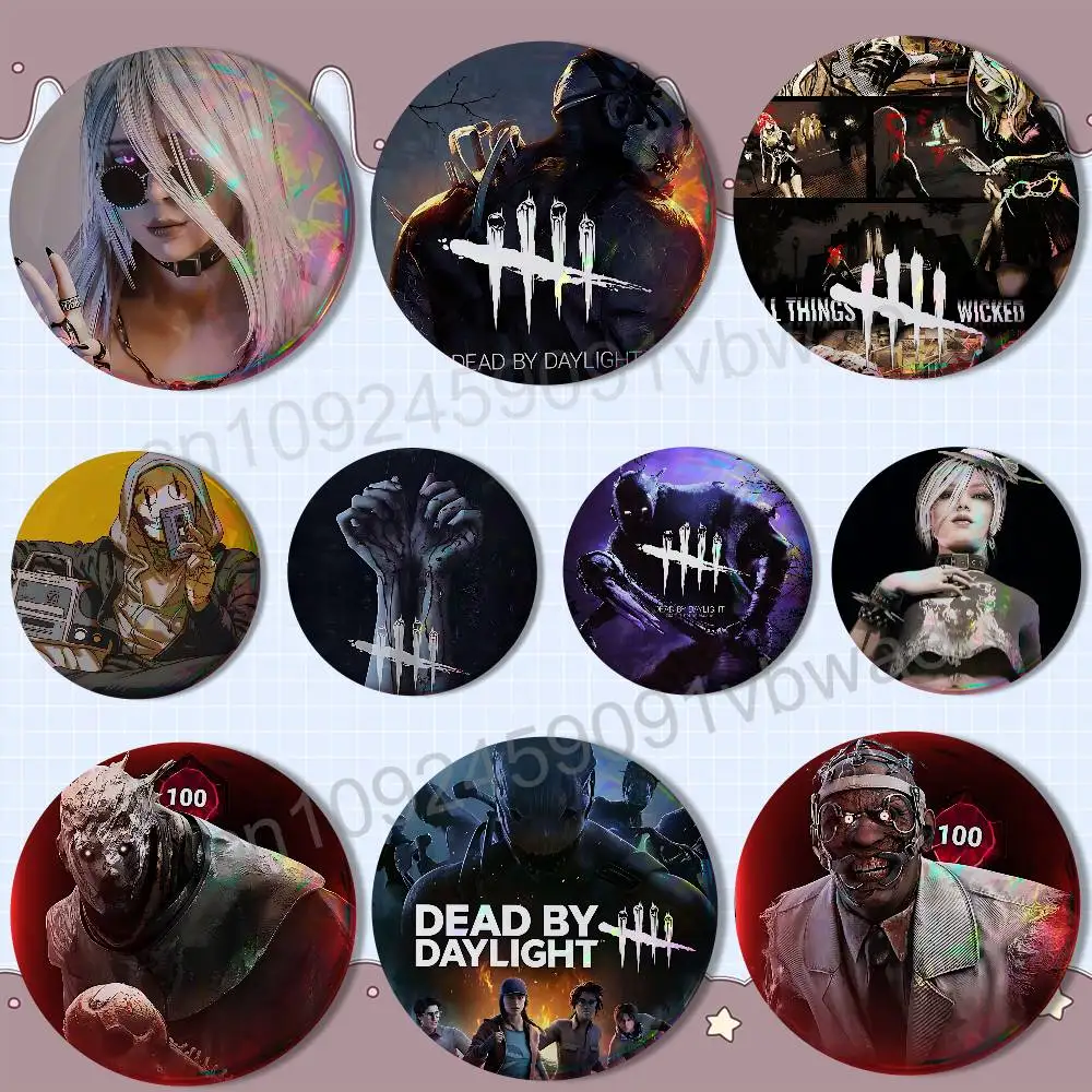 

Art DBD game Dead by Daylight Laser reflective round badges pins bag clothing decorations collectibles gifts for friends