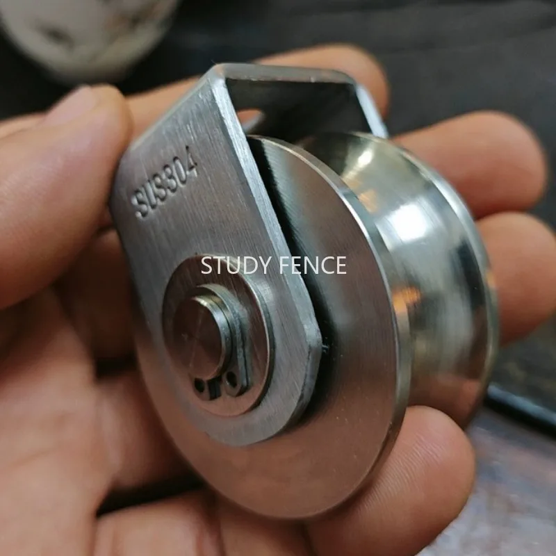 1pc Stainless Steel Bearing Pulley, H/U/V Groove Load-bearing Wheel, Wire Rope Pulley, Track Wheels, Hardware Accessories