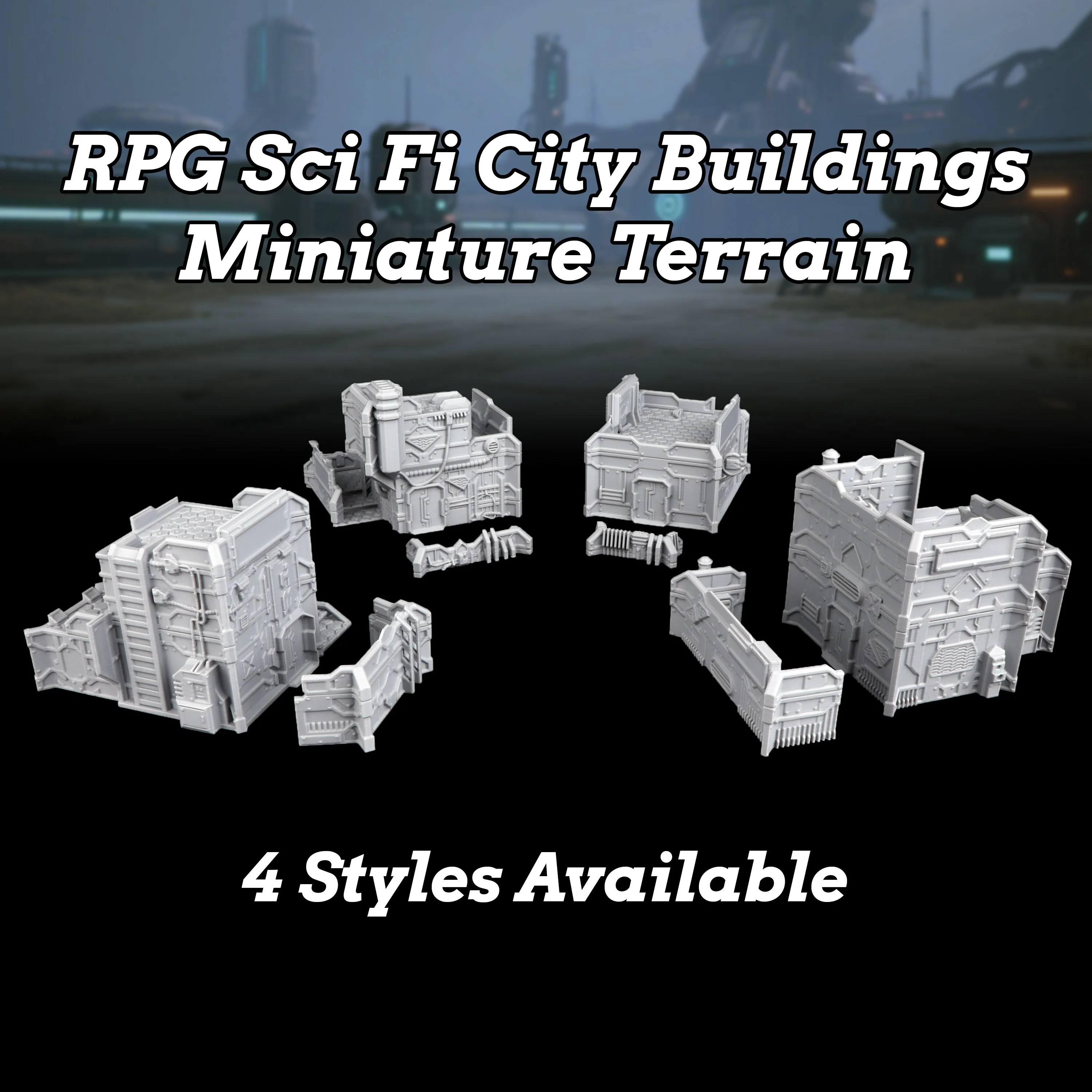 

Sci-Fi City Miniature Terrain Set - Modular Fantasy Urban Buildings with Detailed Wall & Pipes Structures(4 Styles Available)