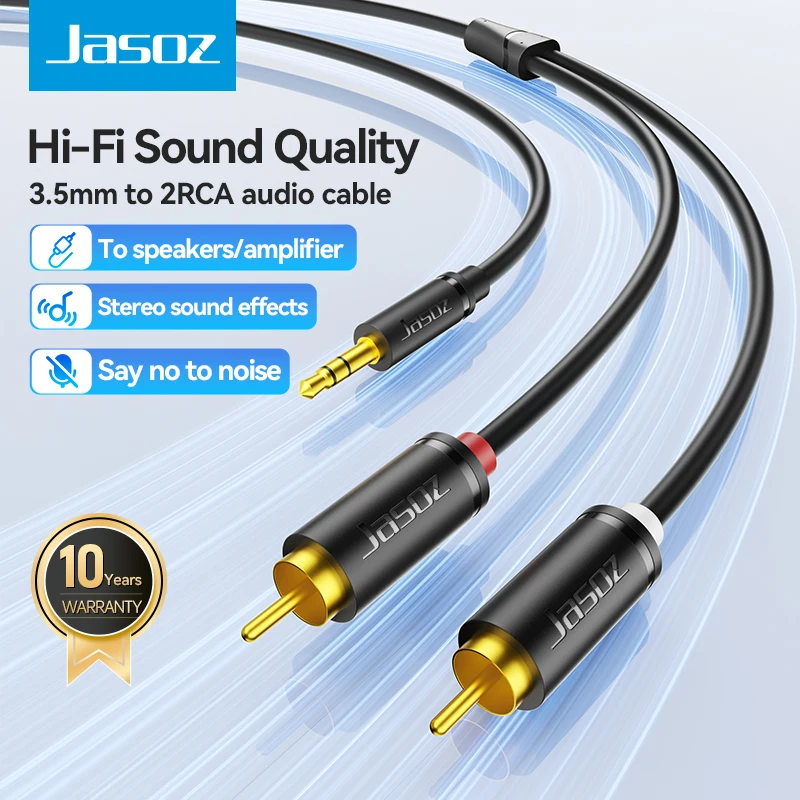 Jasoz 3.5mm to 2RCA Cable Male to Male Stereo Aux Audio Cable 3.5 Jack to 2 RCA Adapter Splitter for TV PC Amplifier DVD Speaker