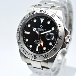 Original Luxury Men's Watches Automatic Movement Luminous Hand Wind Mechanical Watch Stainless Steel GMT Silver Male Gifts Watch