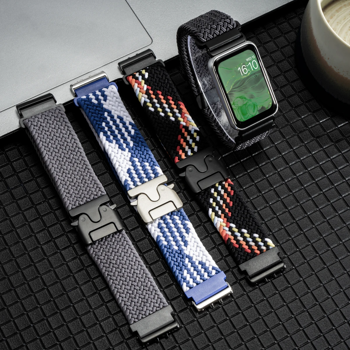 حزام نايلون لساعة سامسونج جالاكسي قابل للتعديل مطاطا مضفر حلقة منفردة تناسب 3 حزام الرجال النساء حزام الساعات لفرقة جالاكسي فيت 3