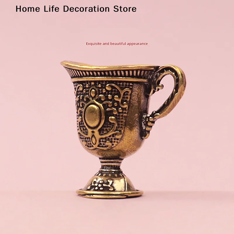 1Pc Antique Small Copperware Buddha Tea Set Retro Copper Teacup Brass Keychain Pendant Home Living Room Decoration Crafts Gift