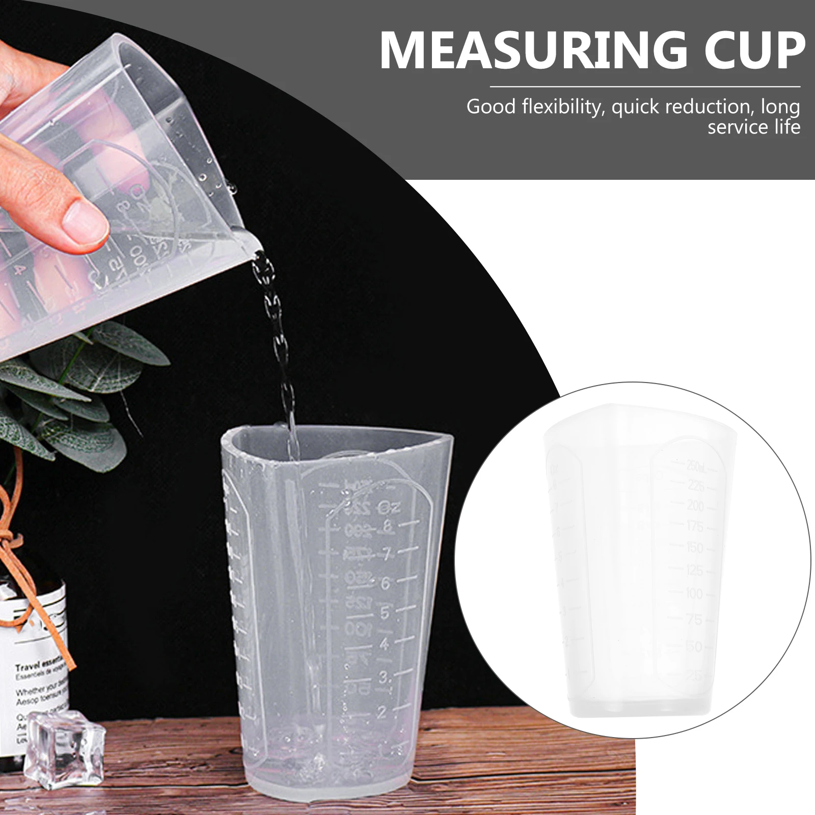 

Silicone Measuring Cup Flexible Graduated Mixing Container For Epoxy Resin Diy Craft Baking Non-Stick Reusable Lightweight
