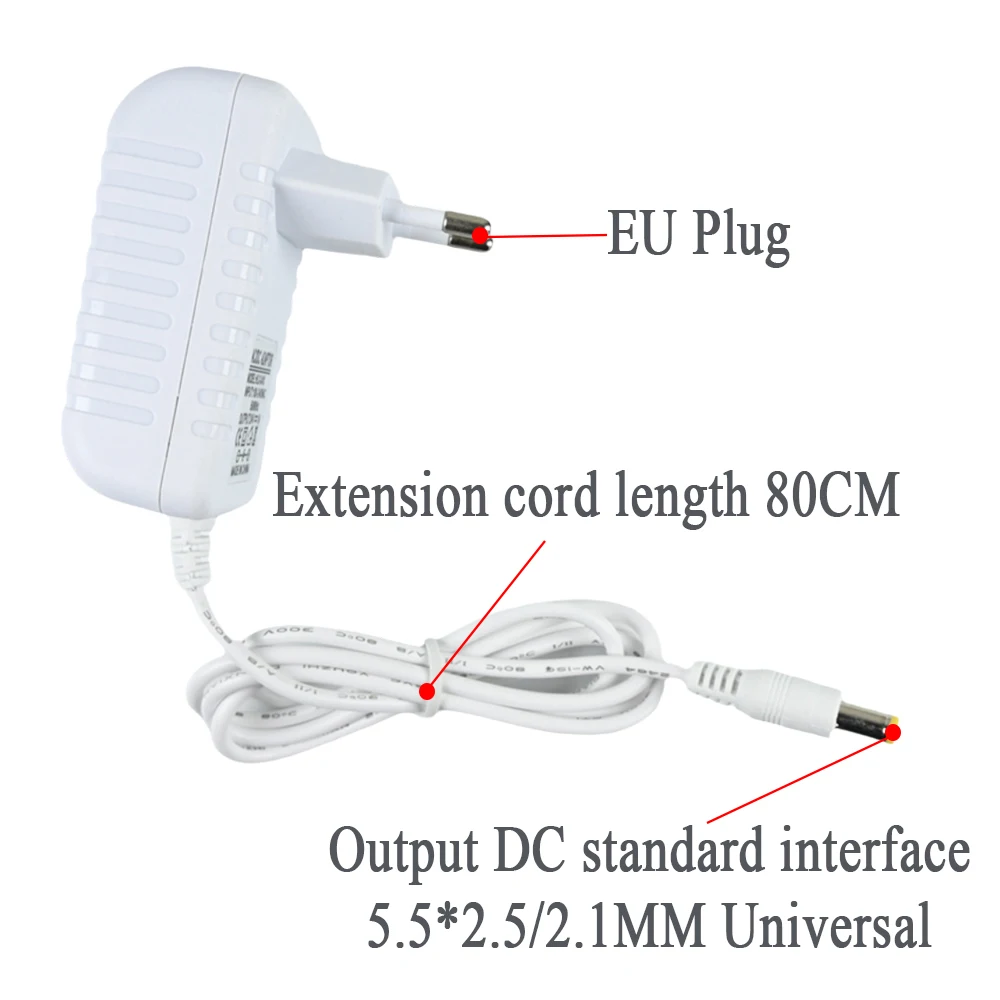 مهايئ طاقة أوروبي بقشرة بيضاء ، مزود طاقة ، 5 وات ، 10 وات ، 12 وات ، 24 وات ، 36 وات ، 38 وات ، V ، من V ، إلى 12 فولت تيار مستمر