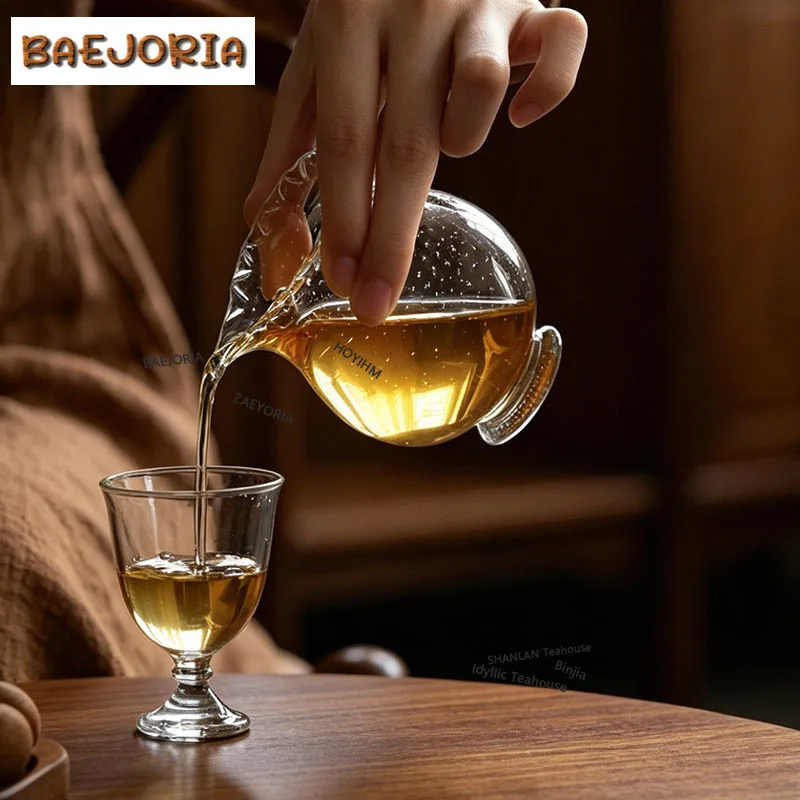 BAEJORIA 190ml Heat-resistant Thickened Glass Tea Pitcher Divide Tea Cha Hai Dispenser Justice Cup Fair Mug Teaware  Accessories