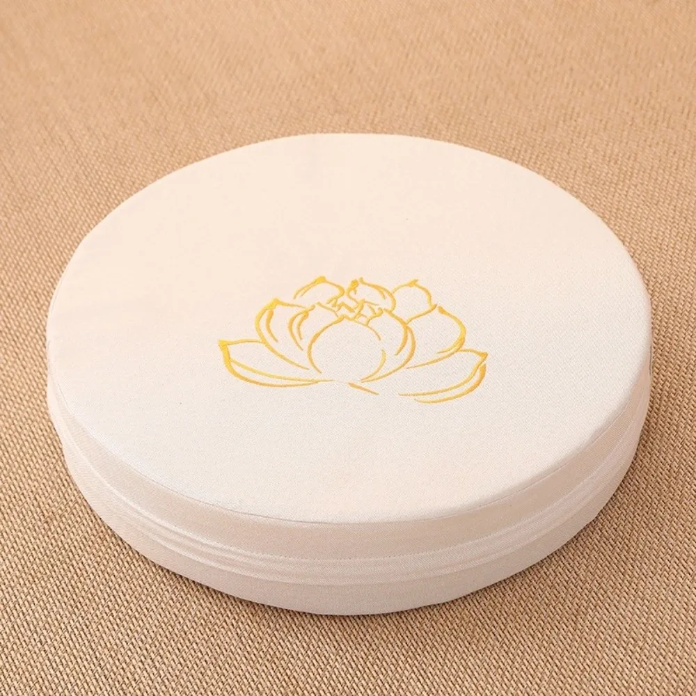 New Lotus Embroidered Yoga Meditation Cushion Removable Cover Washable Tatami Mat Round Thickening Fill Linen Futon Cushion