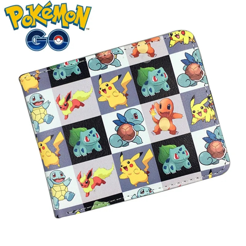 Kawaii Pikachu Anime PU Short Wallet Cute Pokemon Children Coin Purse Cartoon Snorlax Psyduck Wallet Kids Toy Christmas Gifts