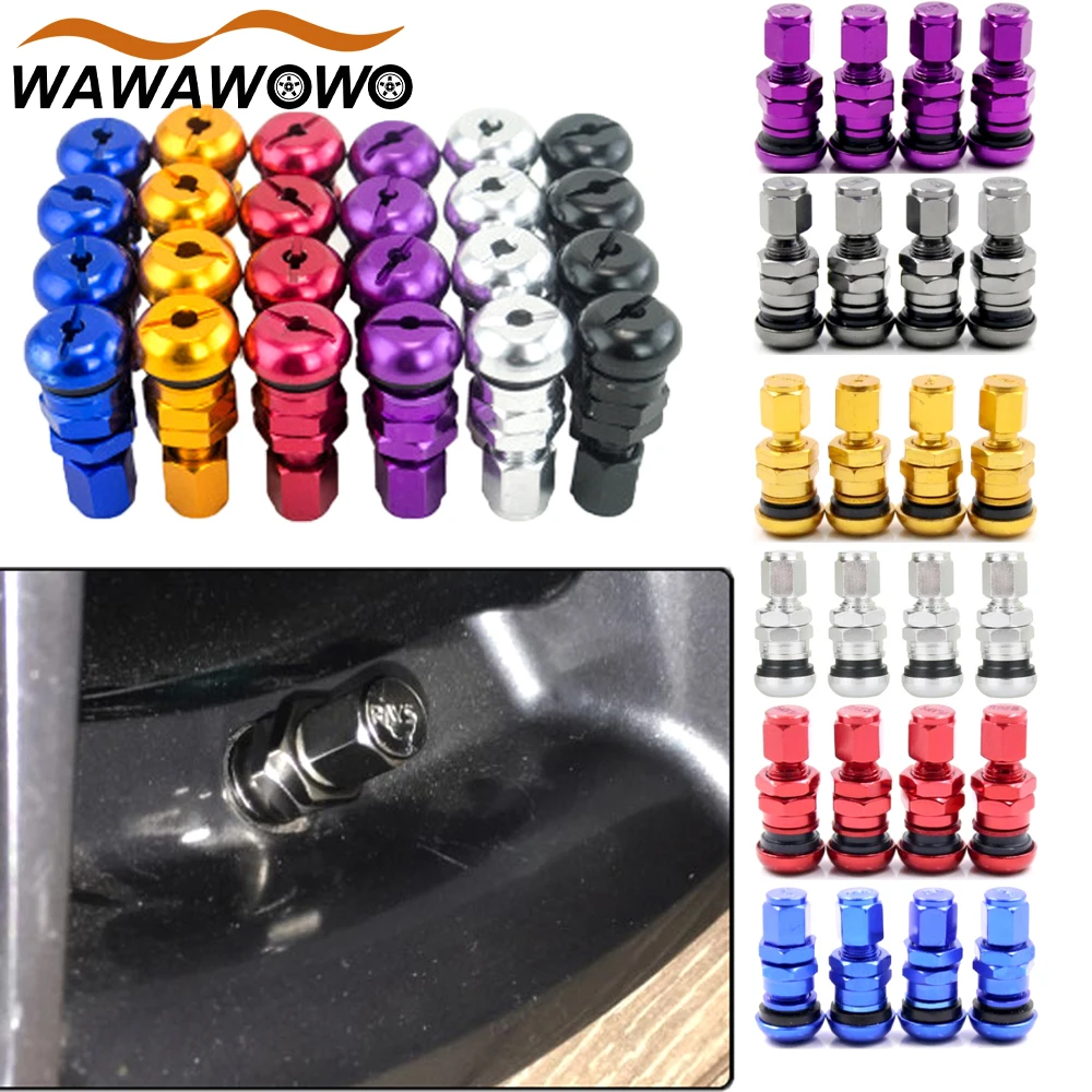 4Pcs/set Aluminum Alloy Valve Metal Wheel Tire Valve Stem Cap Air Cover with Dust Cap for ATV Car Truck Motorcycle Accessories