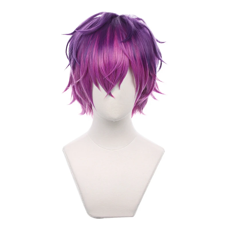 

Vtuber Noctyx Uki Violeta Cosplay Wig Gradient Purple Short Curly Heat Resistant Hair Halloween Party Wig