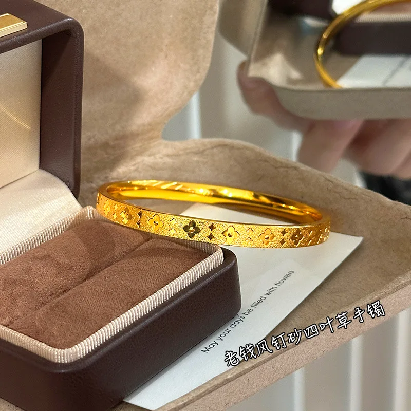Unique Gentle Light Luxury Starry Bangle For Women 24K Gold AU999 own distinctive dreamy minimalist fashion temperament