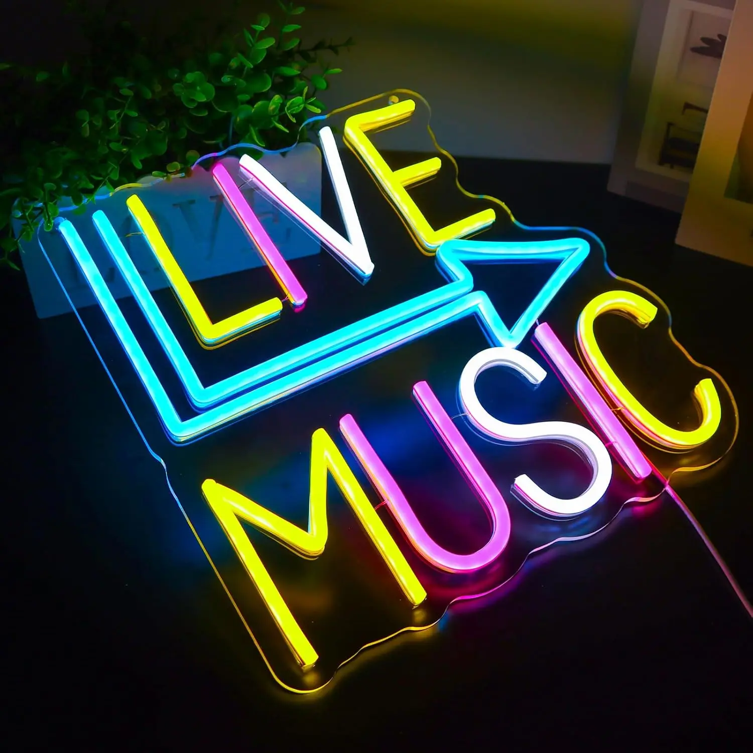 لايف الموسيقى النيون تسجيل ملون LED ضوء النيون لغرفة النوم غرفة الألعاب غرفة البث الموسيقى استوديو على الهواء جدار ديكور عكس الضوء #3