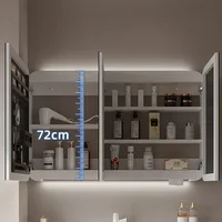 Modern Smart Bathroom Mirror Cabinet Wall-mounted Defogging Mirror Cabinet with Light Stylish and Simple Home Furniture FYBC 3