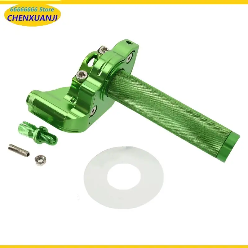 CNC Detachable Twist Throttle for Universal Off-Road Motorcycles (CQR/CRF) – Green Color Visible Grip Enhanced Riding Control