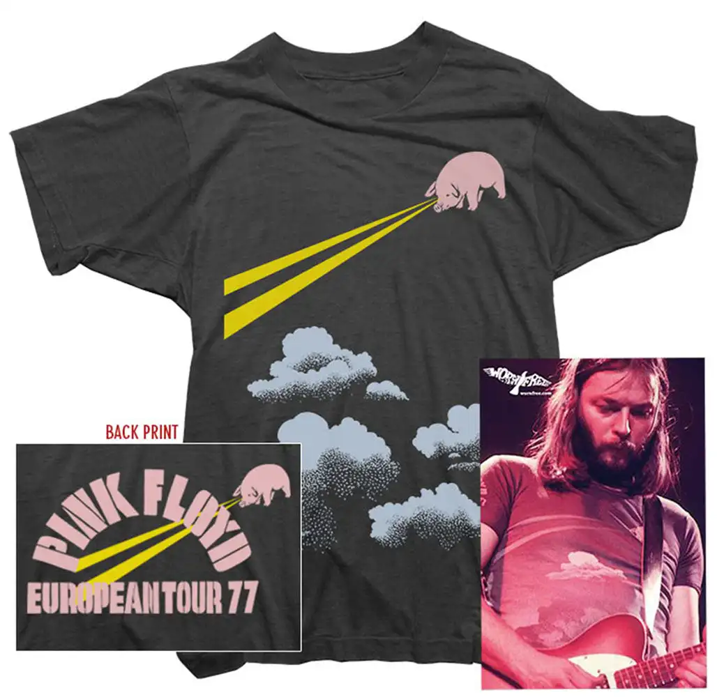 Camiseta de David Gilmour Pink Floyd Tour para hombre, camiseta Vintage de gran tamaño Y2k de algodón pesado, ropa de calle de alta calidad para mujer y hombre, camiseta superior
