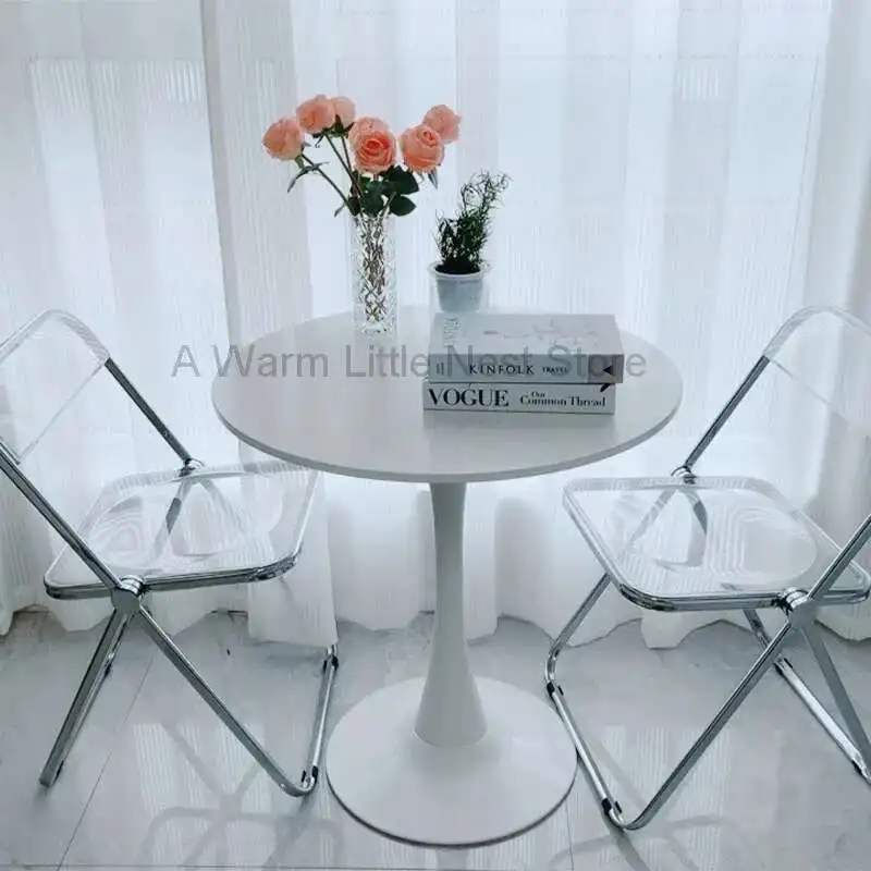 Mesa de centro redonda para jantar, sala de estar, ferro branco, baixos pequenos, minimalista, chá, metal, móveis nórdicos modernos