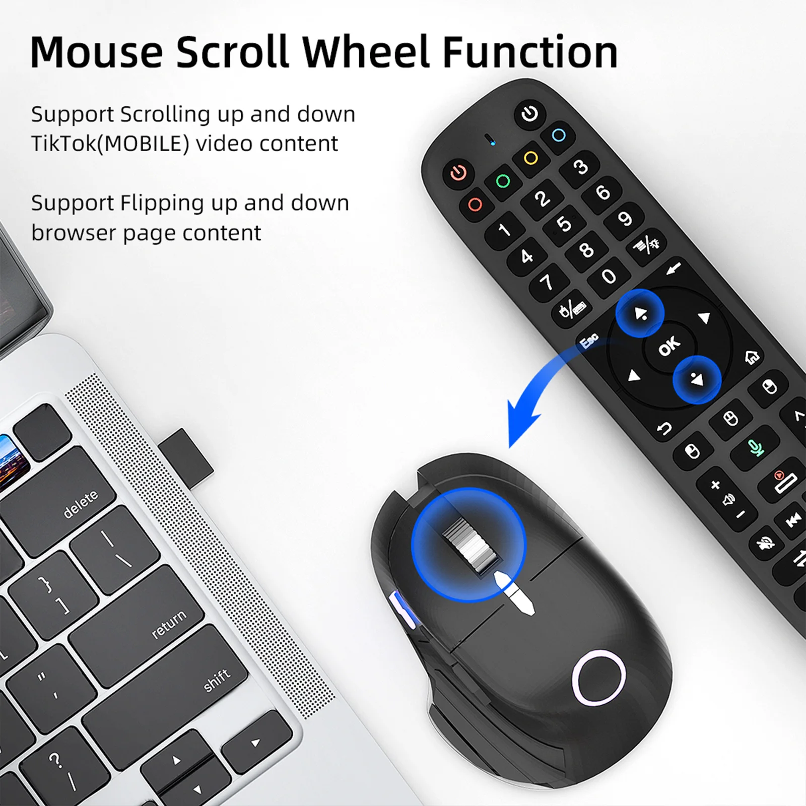2.4G BT Dual Mode Backlit Remote with Air Mouse Smart TV Remote Gyroscopic Sensing for Android TV Box Smart TV PC Projector