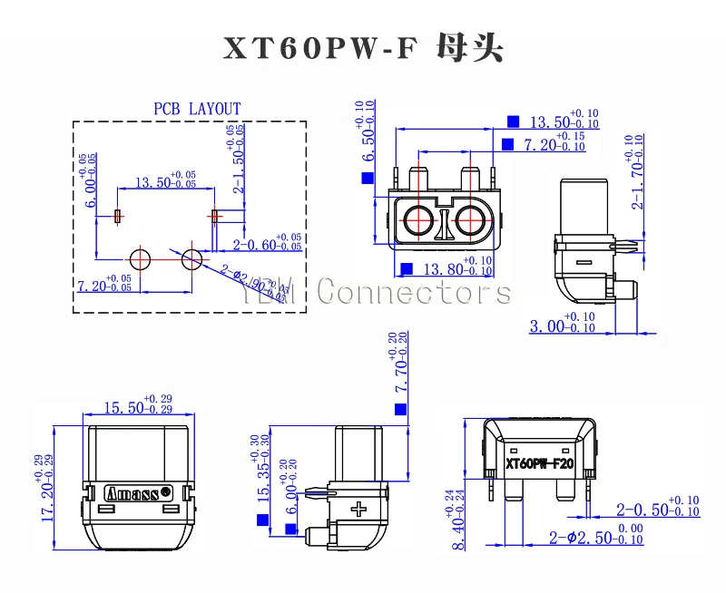 1/5/10pcs AMASS xt60pw-F/M male and female battery plug connector lithium battery charging interface model aircraft accessories