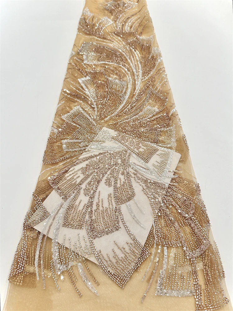 Новейшие нигерийские кружевные ткани, модные женские африканские тюлевые кружевные роскошные кружевные ткани с блестками и бисером для свадебных платьев