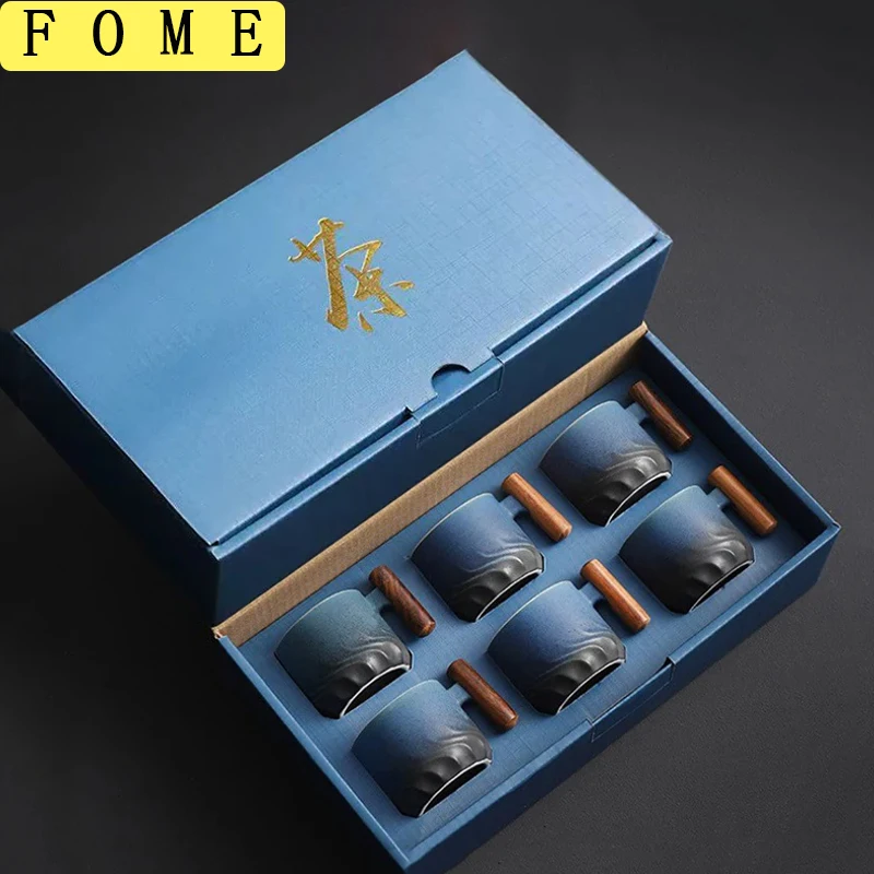 

Ceramic Retro Espresso Coffee Cup With Wooden Handle Office Water Cup Tea Mug Ceramic Coffee Mug Handmade Tea Gift Box