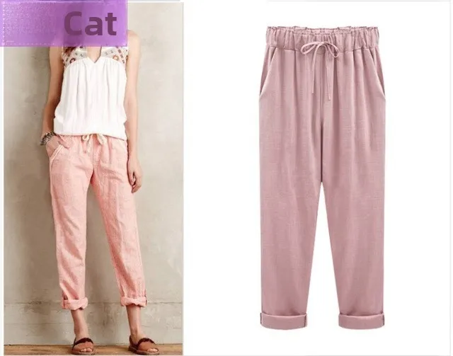 プラスサイズの女性用伸縮性パンツ、夏のカジュアルウェア、伸縮性のあるポリエステル生地、その他の素材混紡、女性向け