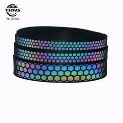 High Quality Reflective Rainbow Webbing Black Magic Gradient Garment Accessories Sewing On Clothes Shoulder Strap Pet Collar