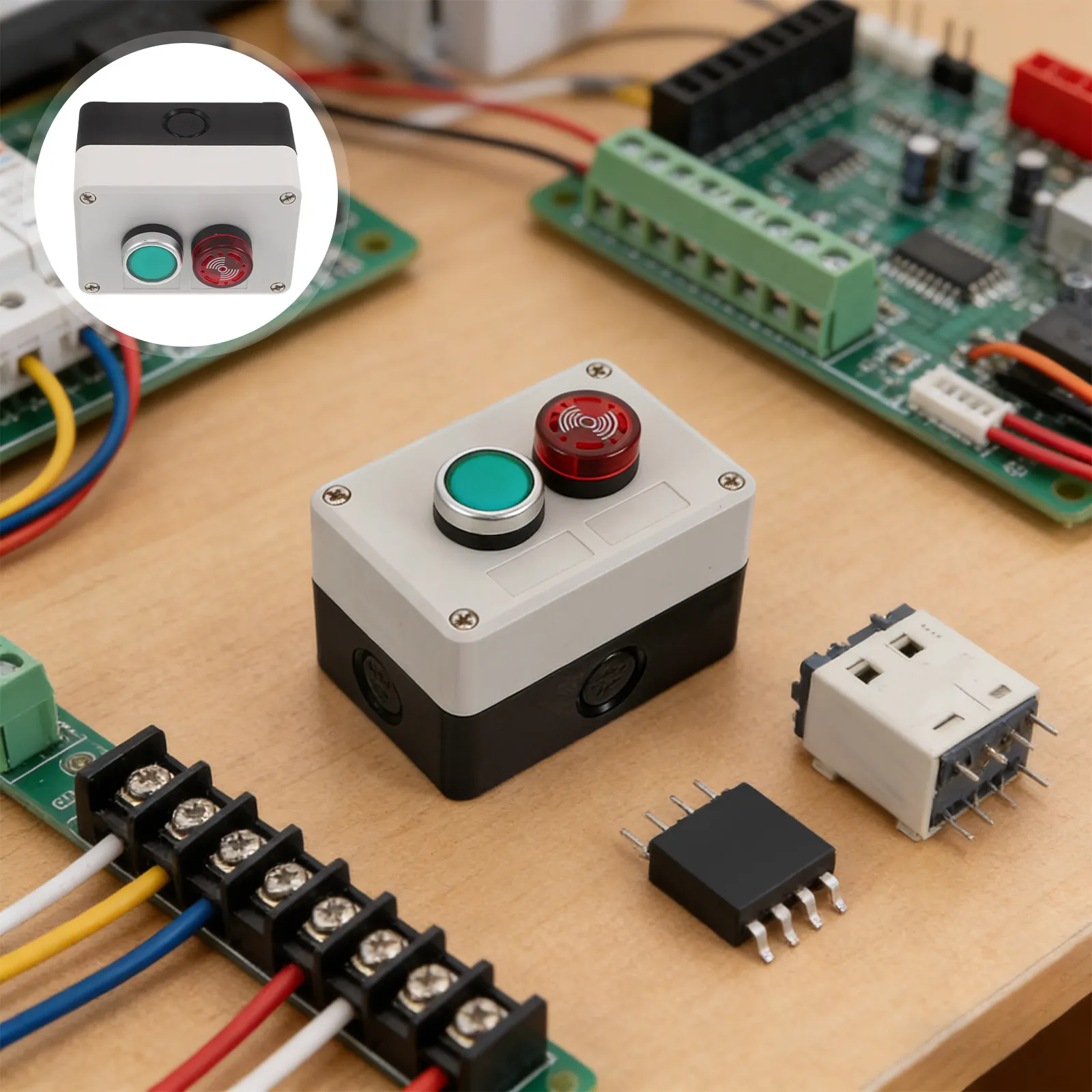 

Plastic Hand-Held Button Switch Control Box Waterproof Self Starting Buzzer Replacement Push Button Station