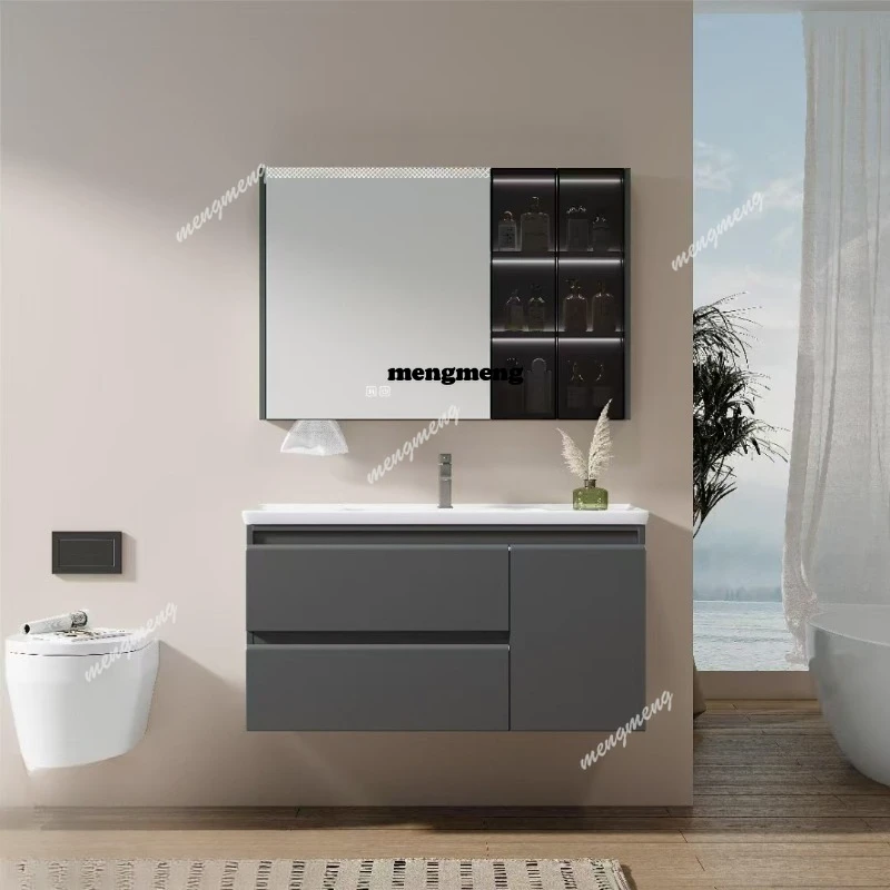 steel thick plate bathroom cabinet seamless connection paint process moisture-proof mildew-proof bathroom washbasin cabinet