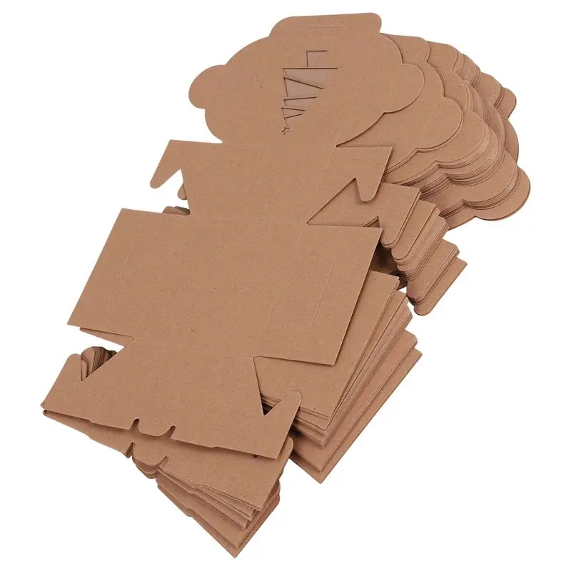 A67P-30 Kraft Cardboard Bakery Cookie Boxes Set 4X4x2.5Inch Auto-Popup For Christmas Cupcakes, Cookies, Brownies, Donuts