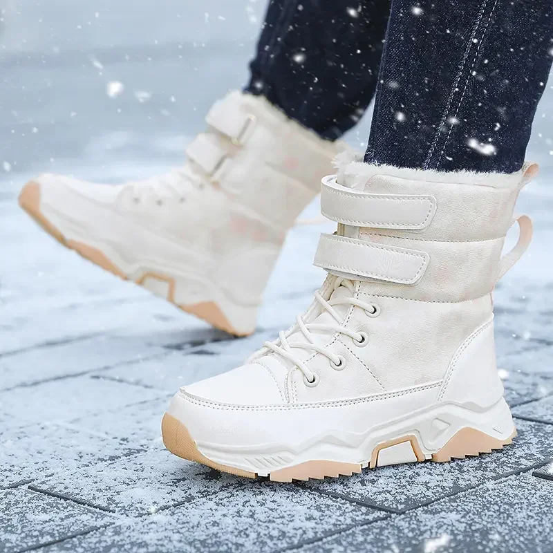 Botas de nieve antideslizantes para niños, zapatos informales para mantener el calor, de piel gruesa de alta calidad, de felpa, para invierno, 2024