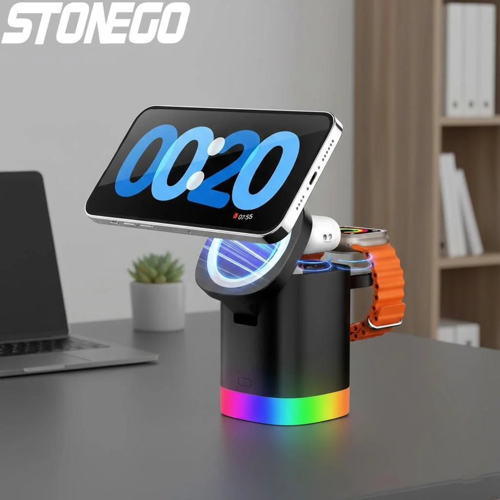 

Беспроводное зарядное устройство 3-в-1 для устройств Apple Быстрая магнитная зарядка для iPhone 17/16/15/14/13/12 Pro Max Mini