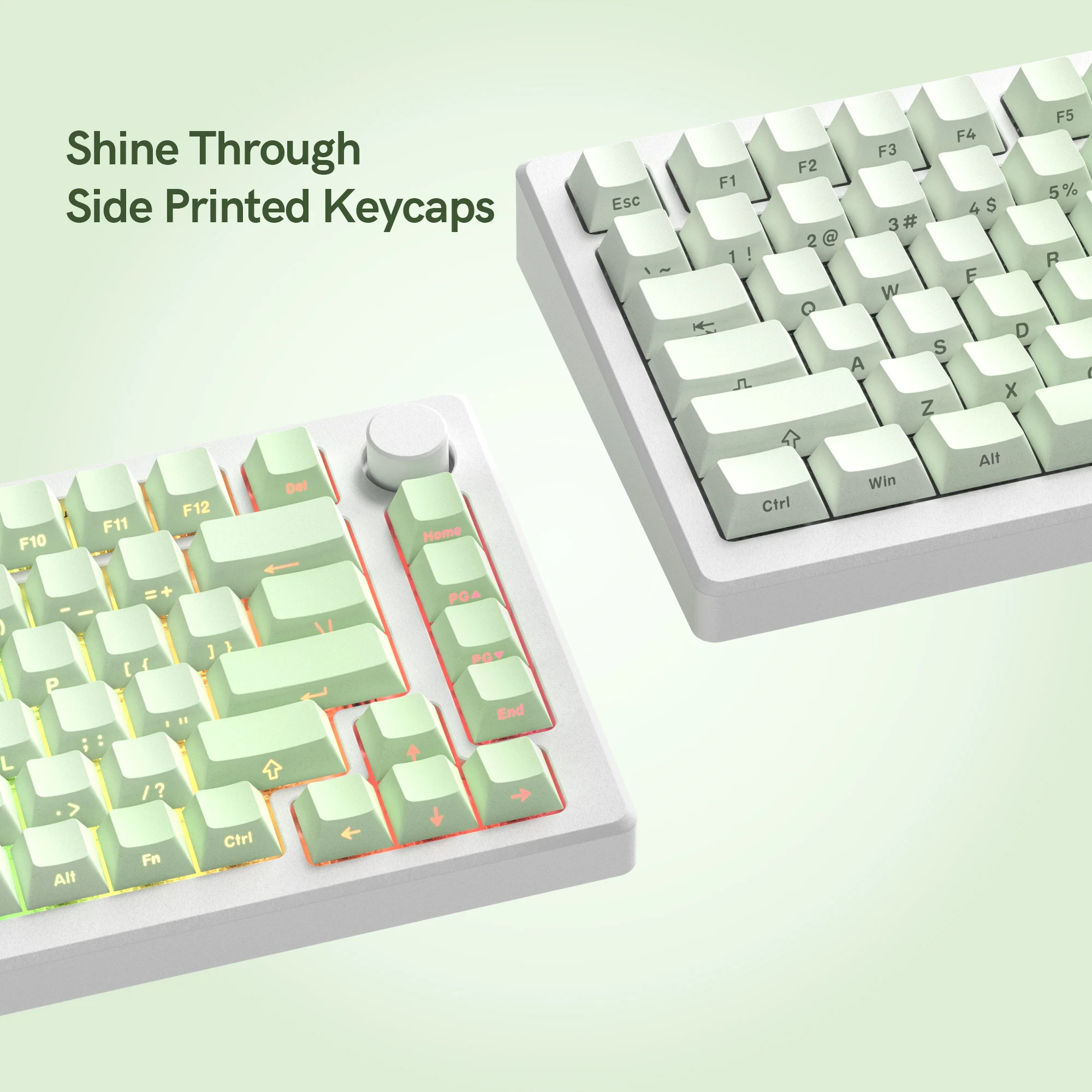 Fruit Green Side Printed Shine Through Keycap Double Shot PBT Keycaps Cherry Profile for Cherry Gateron MX Switch Gamer Keyboard