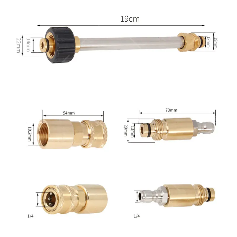 Pressure Washer Quick Connector for Karcher, High-pressure Water Gun Adapter All Copper, Change the Long Gun to the Short Gun