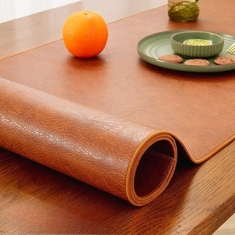 Table mat thickened cowhide table mat, light luxury oil-proof office tablecloth