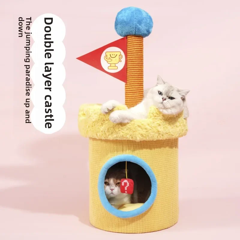 

Cat Climbing Frame Warm Nest Scratching Post Semi-closed Four Seasons General Cat Supplies Pet Furniture Cat Tree House