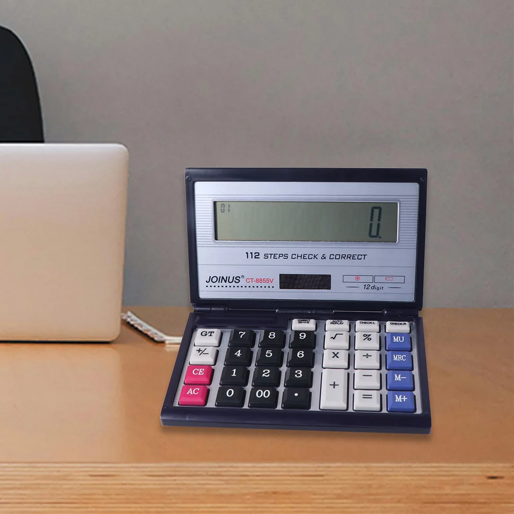 Foldable Folding Flip Calculator 12 Digits Multifunctional Solar Calculator Portable Large Screen Financial Office Calculator