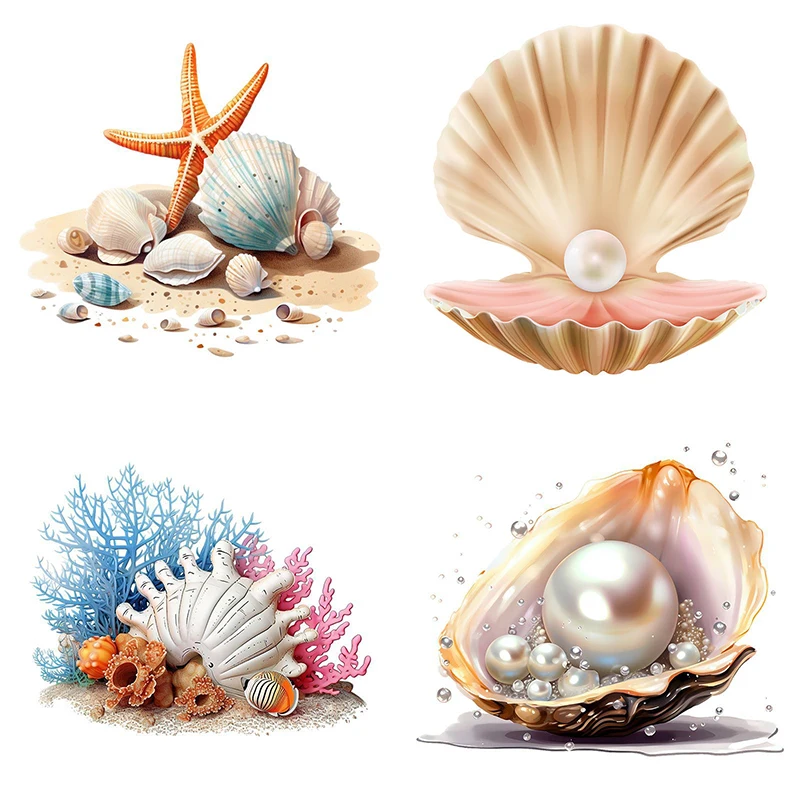 Ocean Beach Pearl Shell Wall Sticker Bathroom Toilet Decor Living Room Cabinet Home Decoration Decals Beautify Water-proof Decal