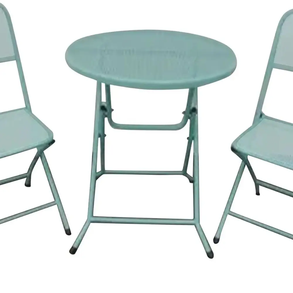 

Набор из 3 предметов для уличного бистро с синим порошковым покрытием, столом и 2 стульями — складная мебель для патио из стальной сетки