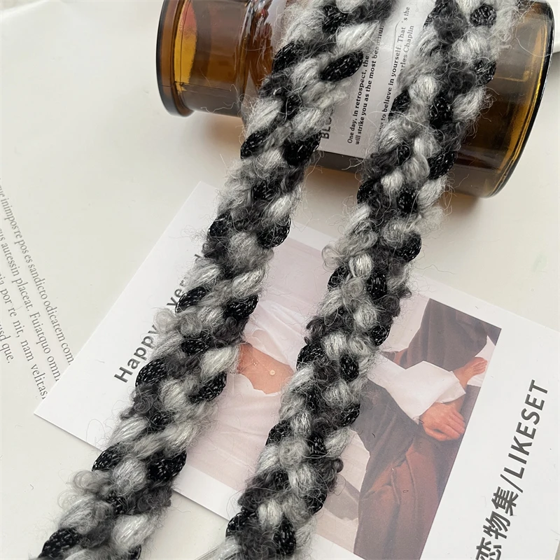 Autumn Winter New Yarn Woven Gray Series Tweed Clothing Accessories DIY Decorative Lace Sew Pressure Edge Strip Ribbon Material