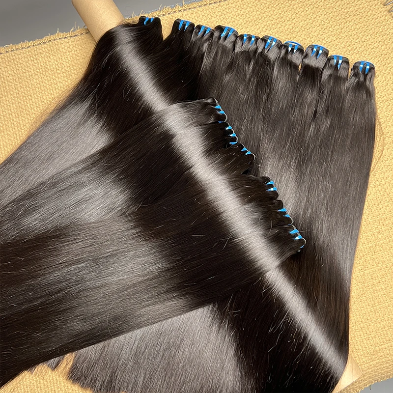 100% Unprocessed Raw Straight Vietnamese Hair Bundles Super Double Drawn Human Hair Extensions Natural Color Can bleach #613