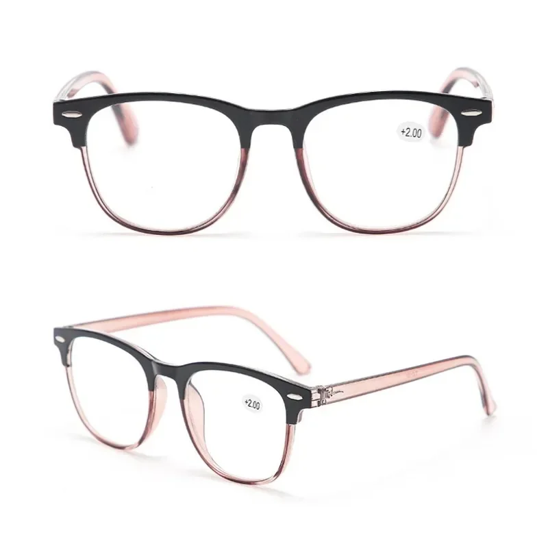 Gafas de lectura a la moda para hombre y mujer, lentes HD con montura redonda, para presbicia, ultraligeras de + 1,0 a + 4,0