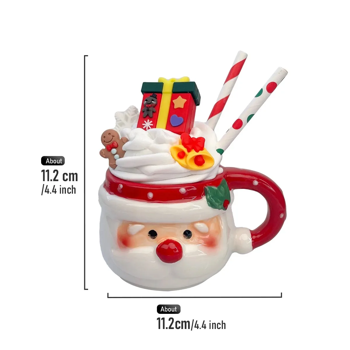 Christmas Santa Claus Mug Fake Whipped Cream Topping Resin Simulation Hot Chocolate Decoration Xmas